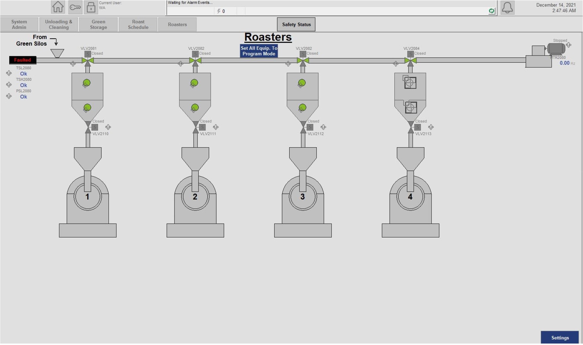 Roasting plc batch