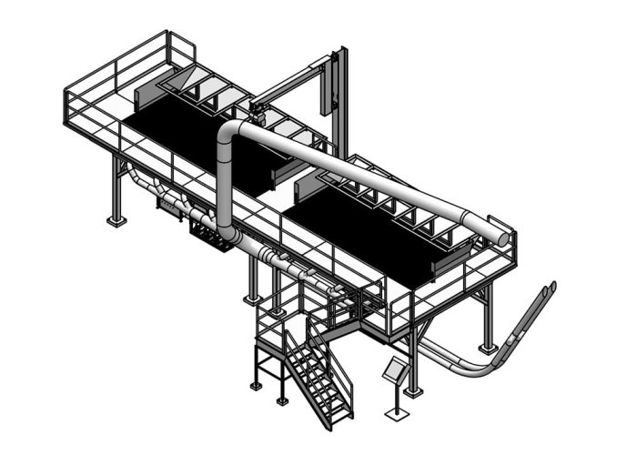 Isometric drawing of standing funnel.