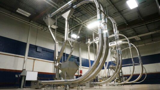 This “state of the art” testing facility houses 7 full-size Chain-Vey systems and a fully functional loss in weight unload, batching, and mixing system.