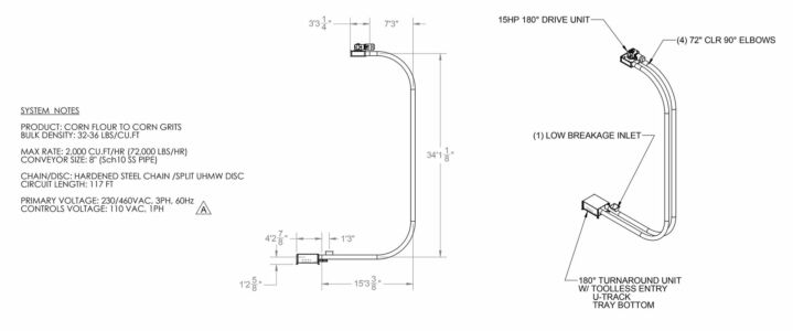 tube chain and disc conveyor for grain