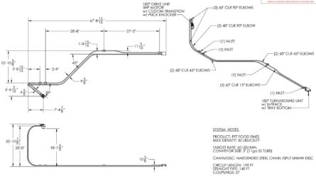 drawing of tube conveyor for pet food